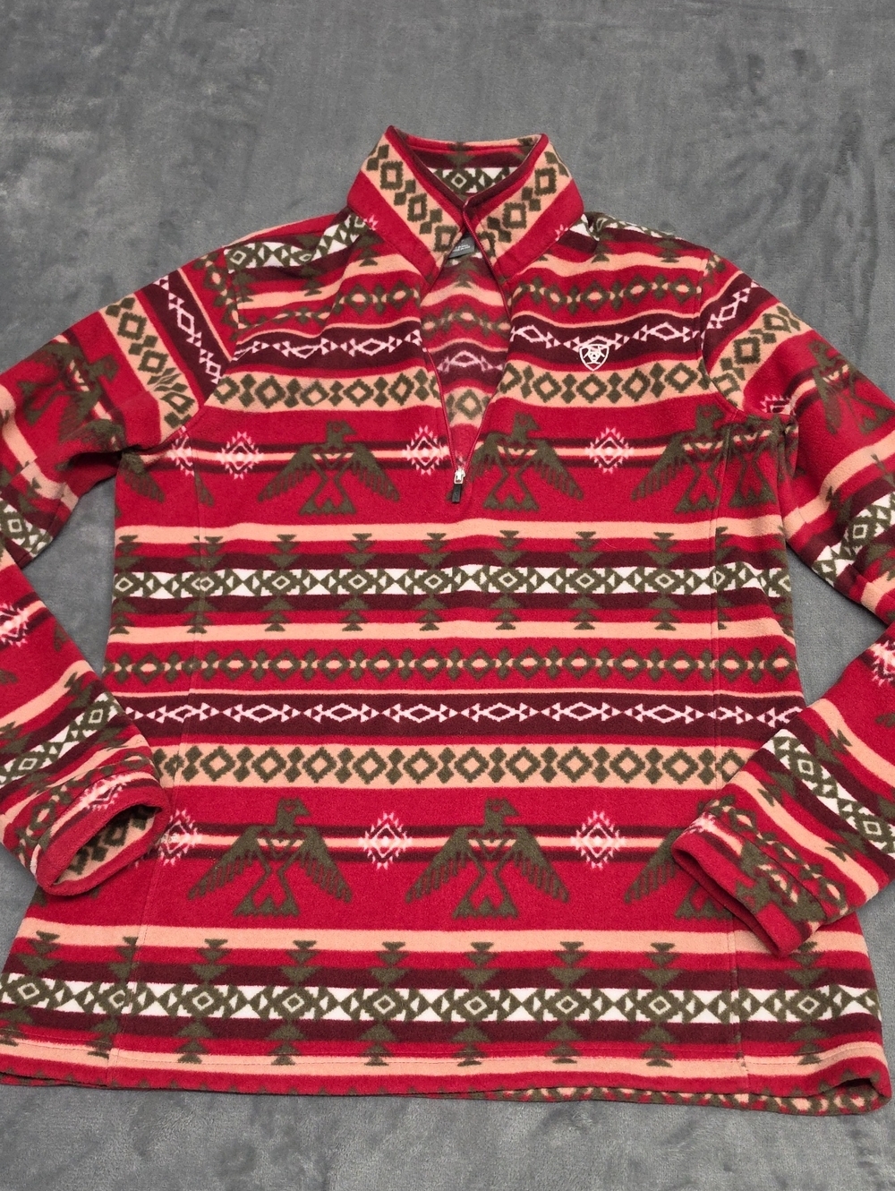 Ariat Red Patterned Quarter-Zip Pullover